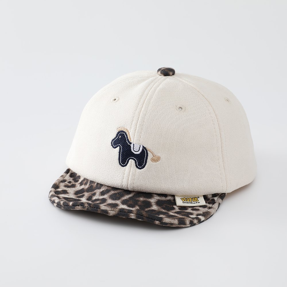 Autumn Style Suede & Leopard Print Pony Baseball Cap