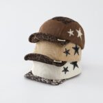 Autumn Style Leopard Print Corduroy Kids Star Baseball Cap