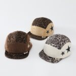 Autumn Style Leopard Print Corduroy Kids Star Baseball Cap