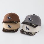 Autumn Style Suede & Leopard Print Pony Baseball Cap