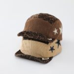Autumn Style Leopard Print Corduroy Kids Star Baseball Cap