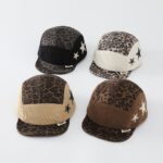Autumn Style Leopard Print Corduroy Kids Star Baseball Cap