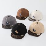 Autumn Style Suede & Leopard Print Pony Baseball Cap
